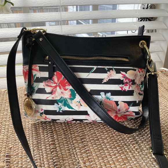 Geometric Floral Fall-Black Convertible Handbag main image 1